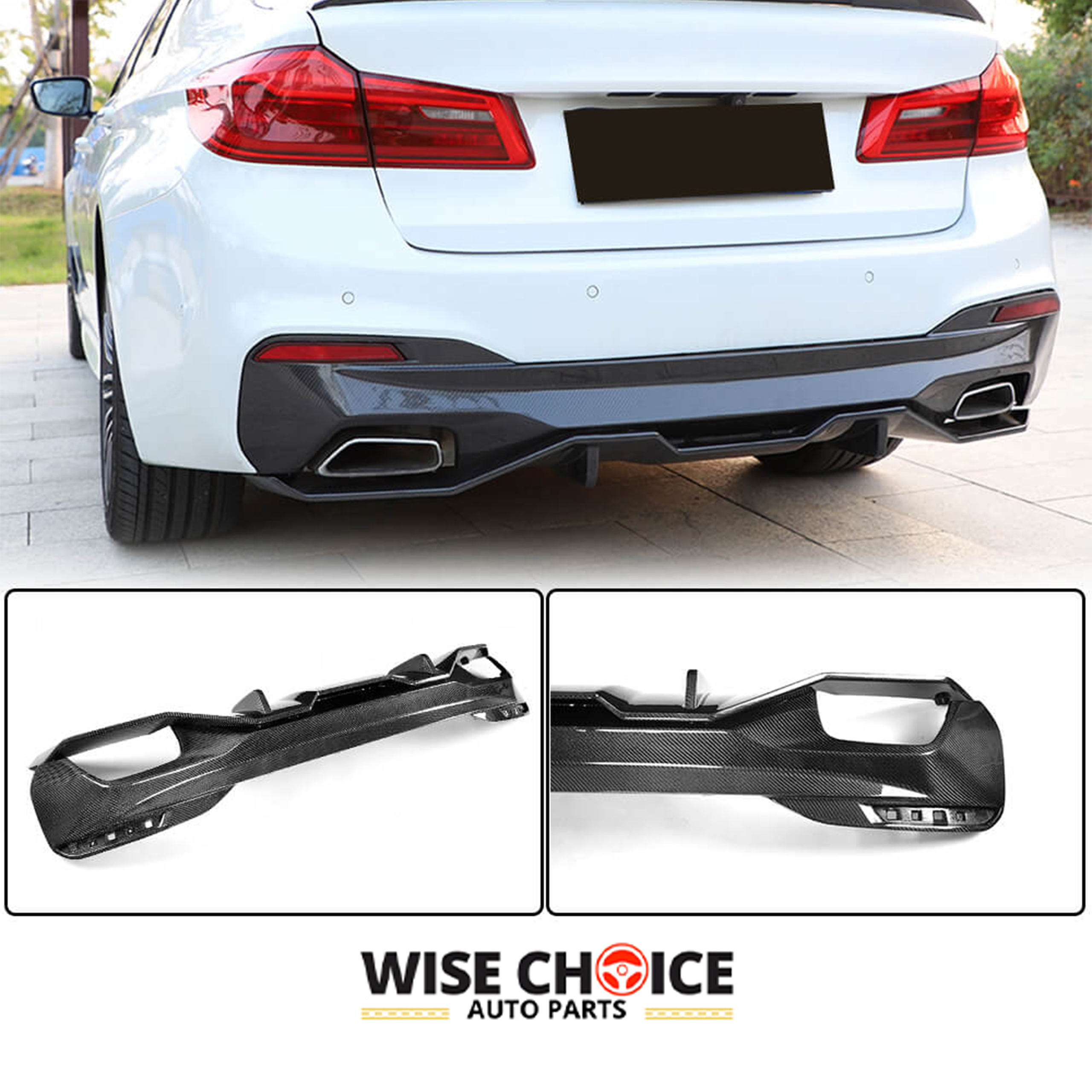 2021-2022 G30 BMW 5 Series with high-quality Carbon Fiber Rear Diffuser