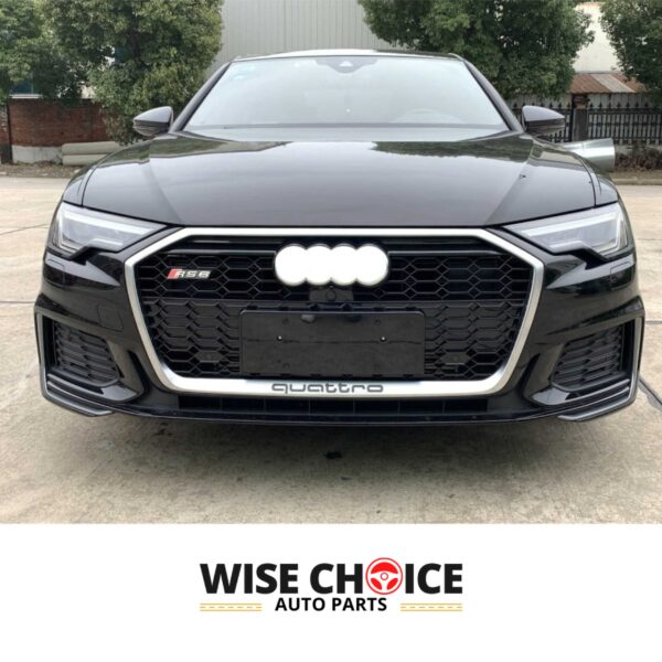 Audi RS6 Honeycomb Front Grille installed on a C8 A6/S6, enhancing the car's aggressive aesthetics.