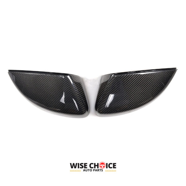 Audi 8V 8V.5 Carbon Fiber Mirror Covers - Side view of sleek and sporty carbon fiber mirror covers on an Audi car