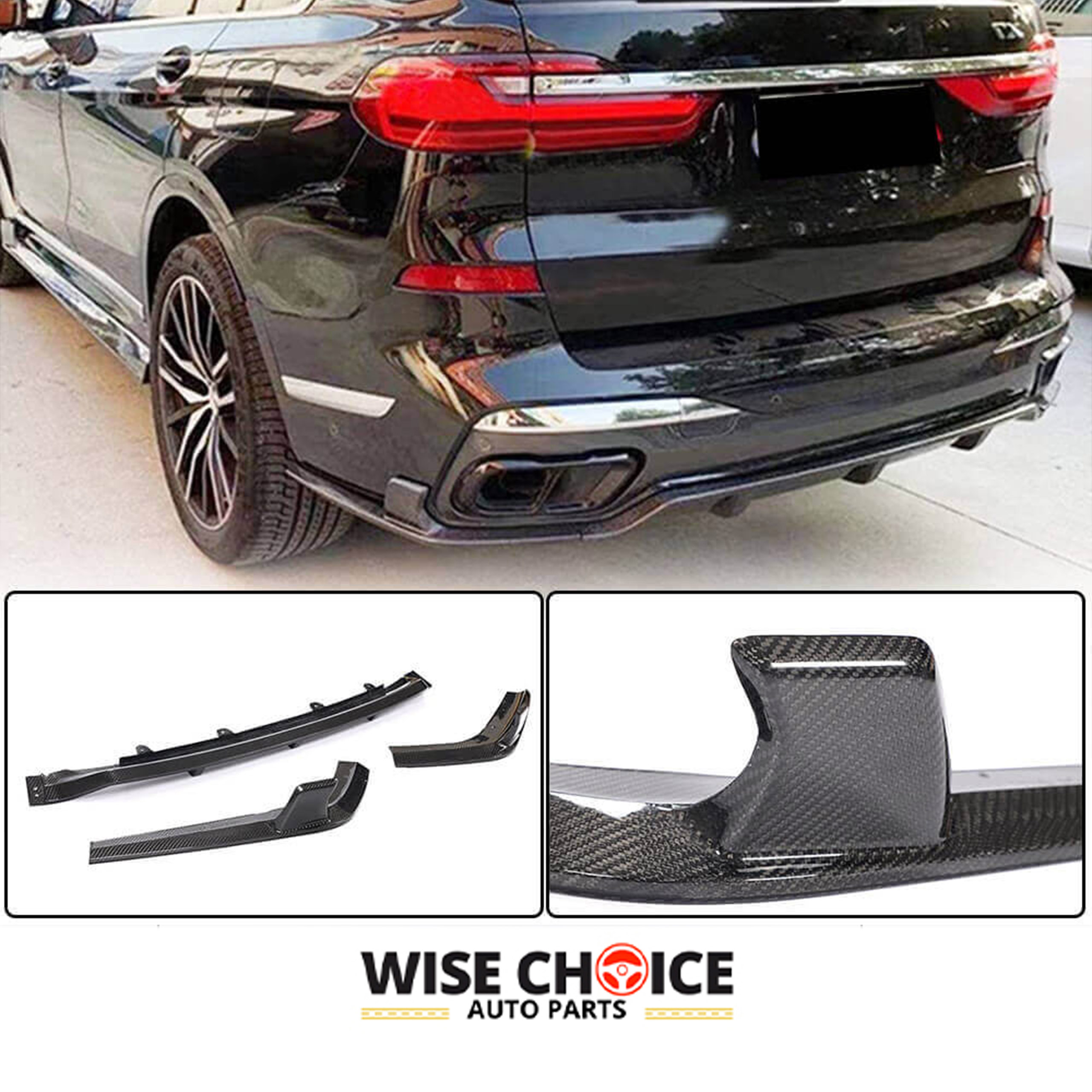 019-2022 G07 BMW X7 M-Sport with installed Carbon Fiber Rear Bumper Diffuser Lip