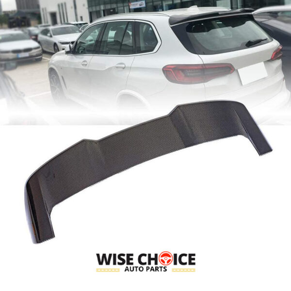 High-quality G05 X5 BMW M-Sport Carbon Fiber Rear Roof Spoiler perfectly fitted on a 2019-2023 BMW X5 model