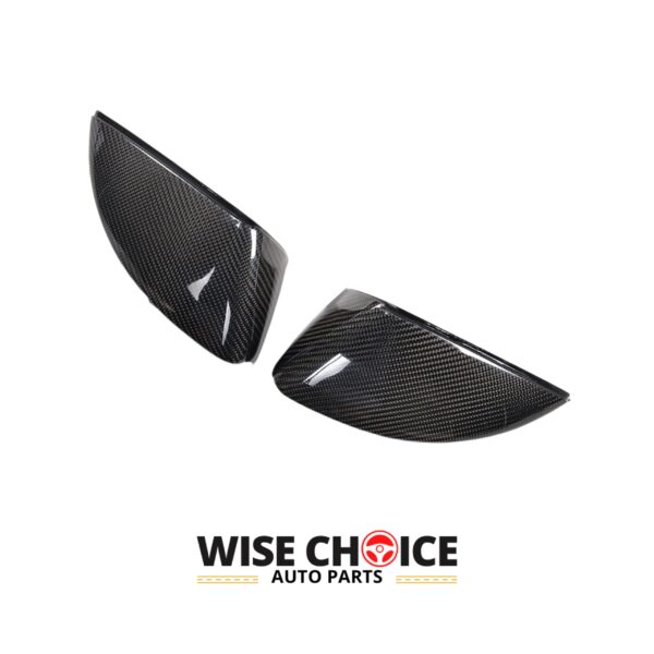 Audi 8V 8V.5 Carbon Fiber Mirror Covers - Side view of sleek and sporty carbon fiber mirror covers on an Audi car