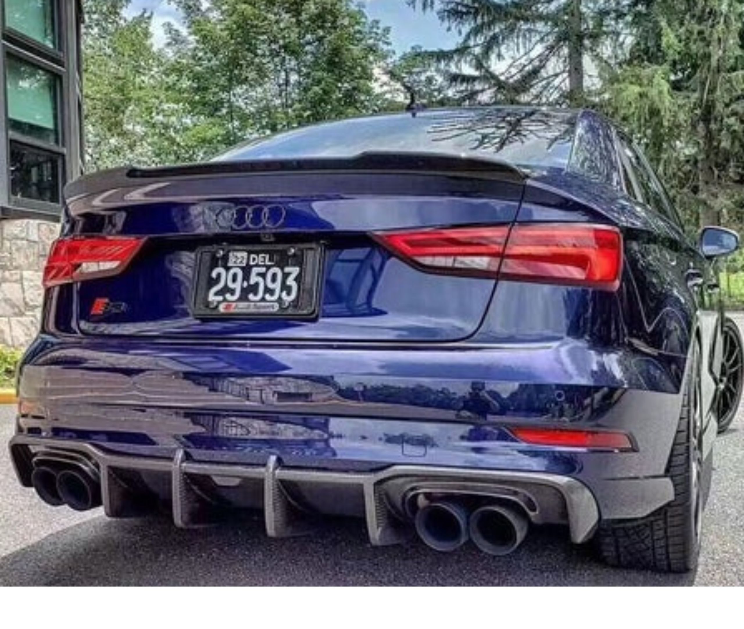 Audi A3 2017-2020 8V.5 Hatchback equipped with a high-quality carbon fiber rear diffuser, displaying enhanced aerodynamics and aggressive styling.