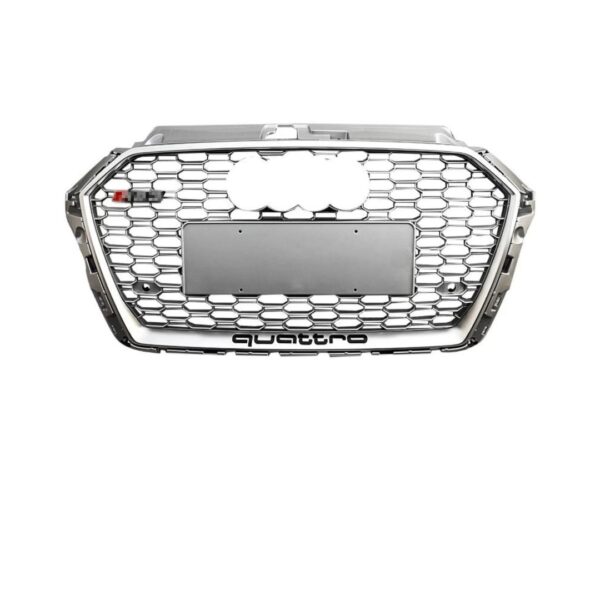 Audi RS3 Silver Honeycomb Front Grille | 2017-2020 8V.5 A3/S3 Models