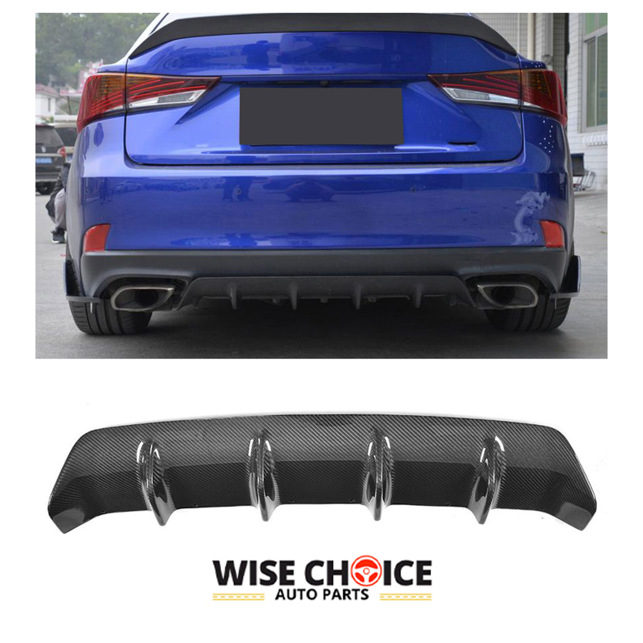 JC Sportline Carbon Fiber Rear Diffuser for Lexus IS300/IS350 2017-2020 ...