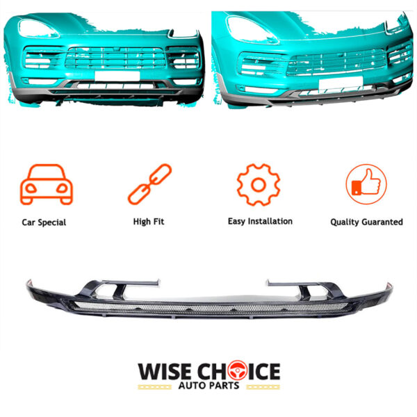 2019-2022 9Y0 Porsche Cayenne Carbon Fiber Front Lip - High-quality, durable, and sleek design for superior aerodynamics.