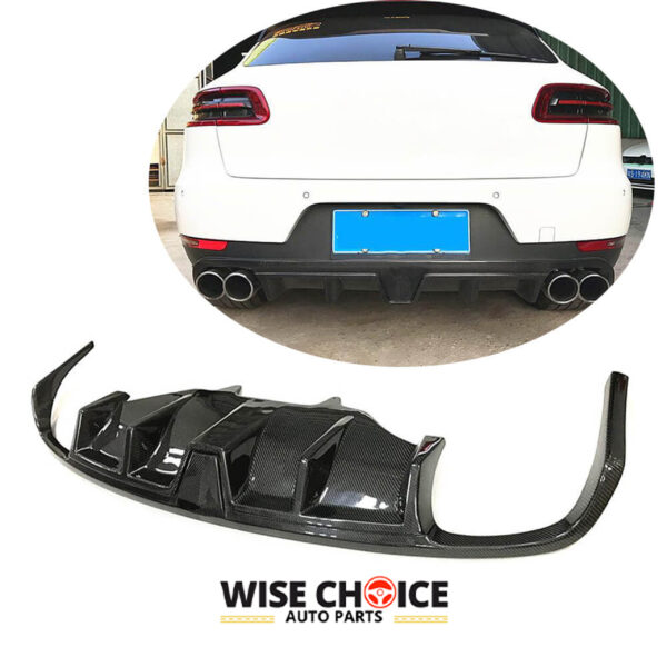 2015-2021 95B Porsche Macan Carbon Fiber Rear Diffuser mounted on Porsche Macan, displaying its high-quality and sporty design