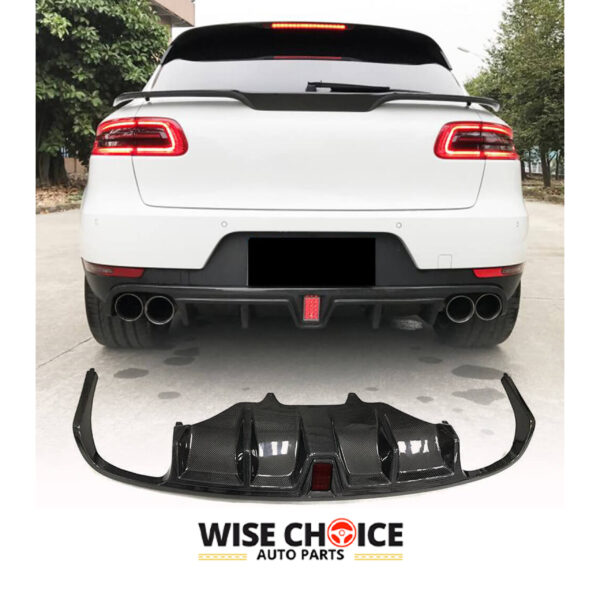 2015-2021 95B Porsche Macan Carbon Fiber Rear Diffuser mounted on Porsche Macan, displaying its high-quality and sporty design