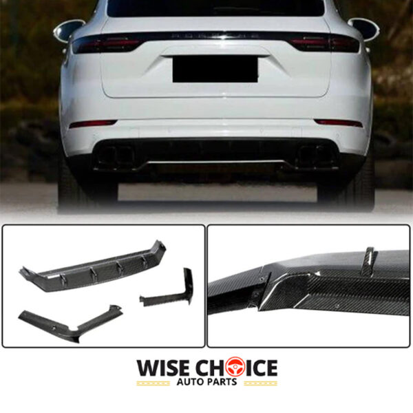 2019-2022 Porsche Cayenne Carbon Fiber Rear Diffuser on a grey background