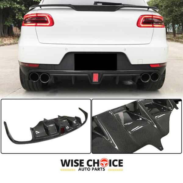 2015-2021 95B Porsche Macan Carbon Fiber Rear Diffuser mounted on Porsche Macan, displaying its high-quality and sporty design