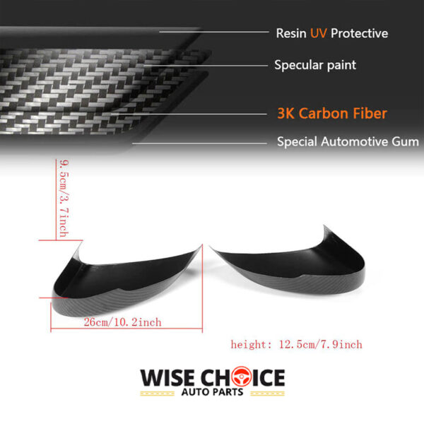 A pair of carbon fiber side mirror covers for Jaguar F-Type Coupe and Convertible 2015-2022 models