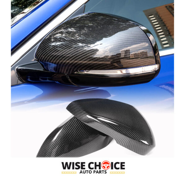 A pair of carbon fiber side mirror covers for Jaguar F-Type Coupe and Convertible 2015-2022 models