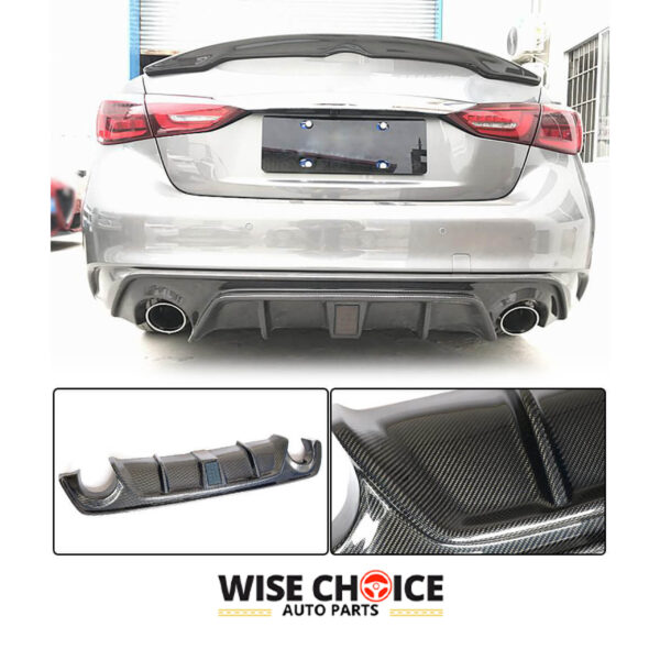 2014-2022 Infiniti Q50 Sport Model enhanced with our high-quality Carbon Fiber Rear Bumper Diffuser