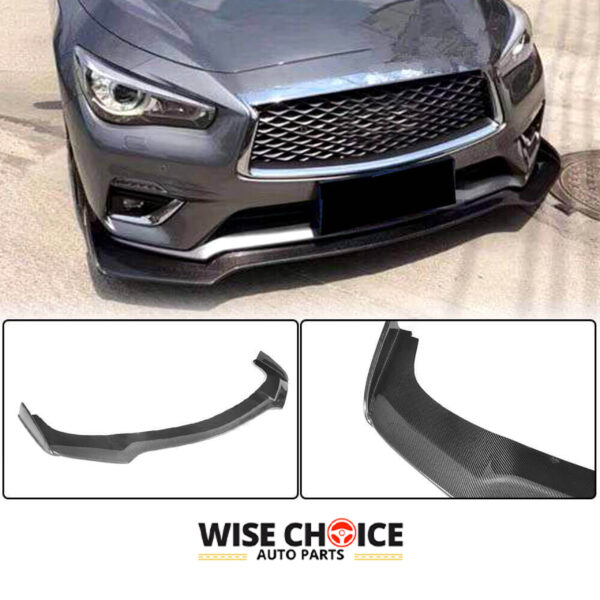 Infiniti Q50 Sport Sedan 2014-2022 with V37 Carbon Fiber Front Bumper Lip Upgrade