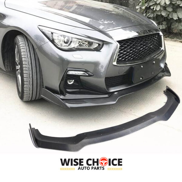 Infiniti Q50 Sport Sedan 2014-2022 with V37 Carbon Fiber Front Bumper Lip Upgrade