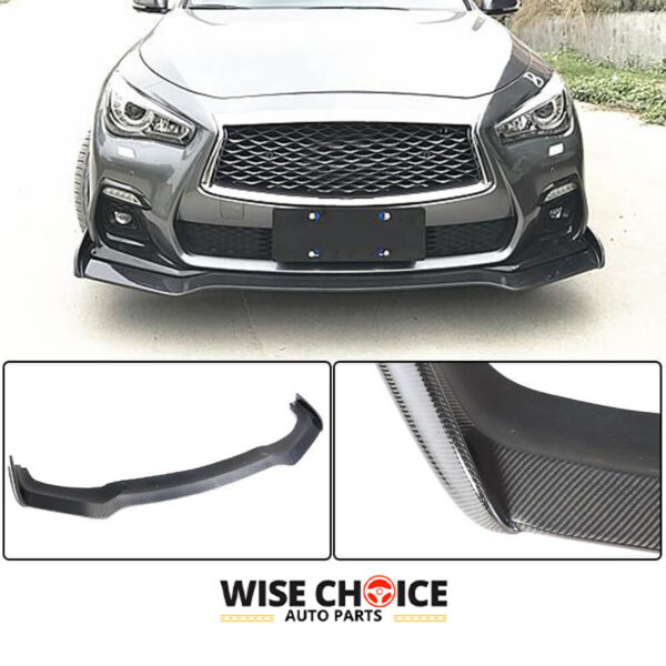 Infiniti Q50 Sport Sedan 2014-2022 with V37 Carbon Fiber Front Bumper Lip Upgrade