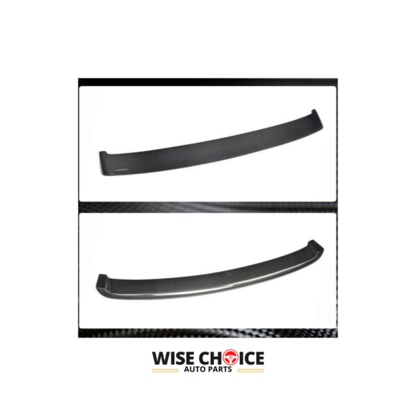 A sleek, glossy DRY Carbon Fiber Roof Spoiler designed for the 2011-2016 F10 BMW 5 Series M5.