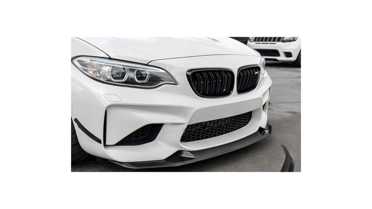 BMW M2 F87 Coupe with installed high-quality Carbon Fiber Front Bumper Lip by Wisechoice Autoparts