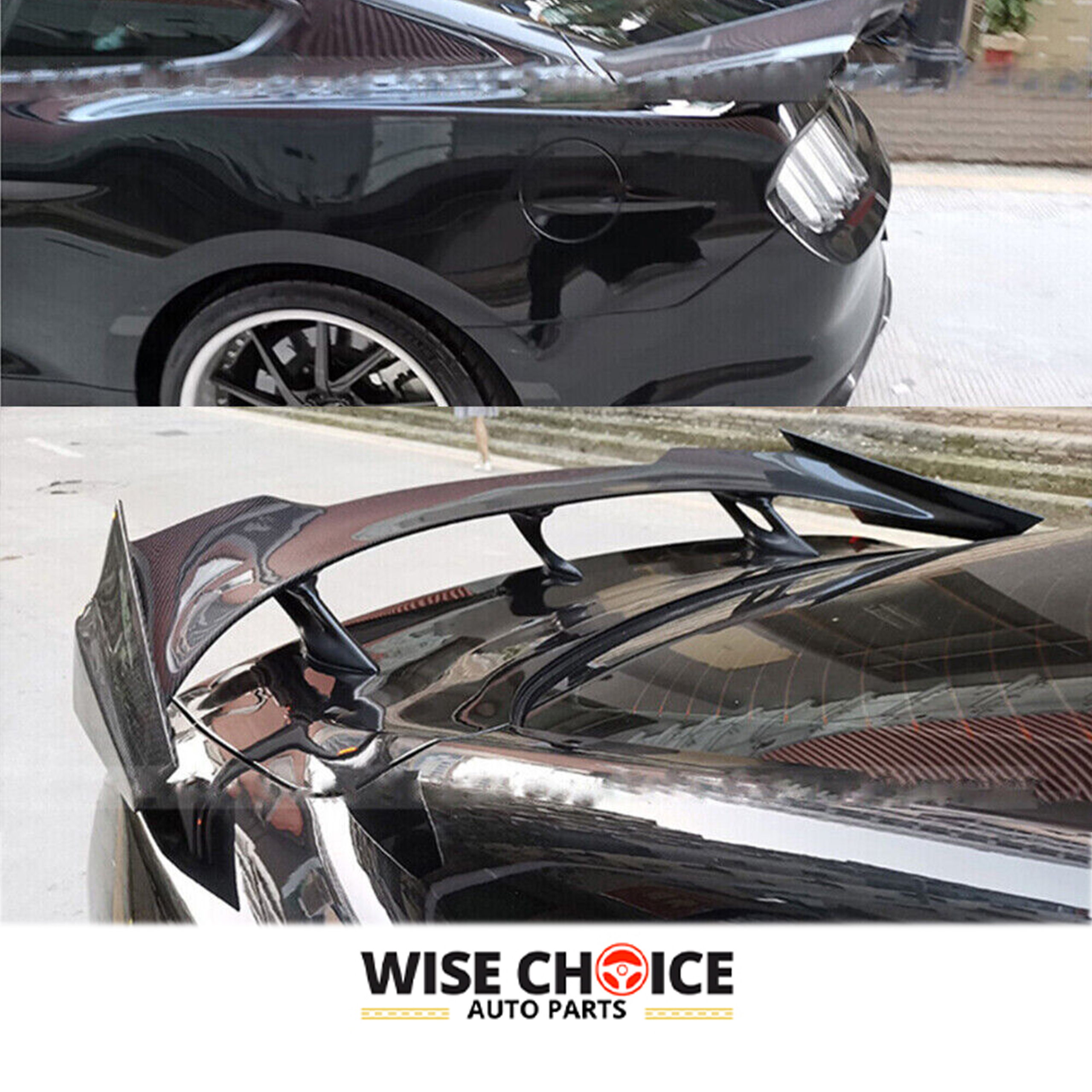 2015-2022 Ford Mustang equipped with a stylish, high-quality Carbon Fiber Rear Spoiler