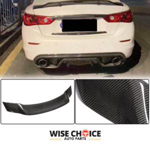 Infiniti Q50 2014-2022 model fitted with a Carbon Fiber Rear Trunk Wing Spoiler