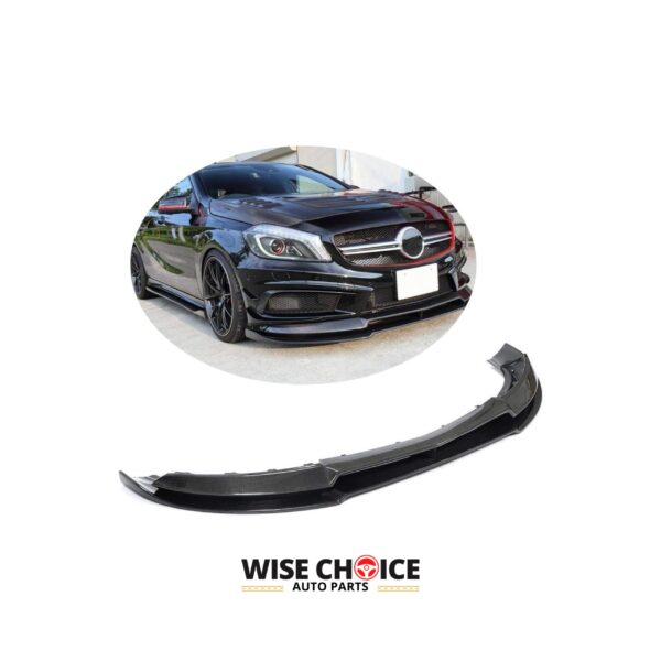 Dry Carbon Fiber Front Lip fitted on 2012-2015 M-Benz A-Class, model A200, A250 Sport, A45 AMG, pre-facelift (W176)