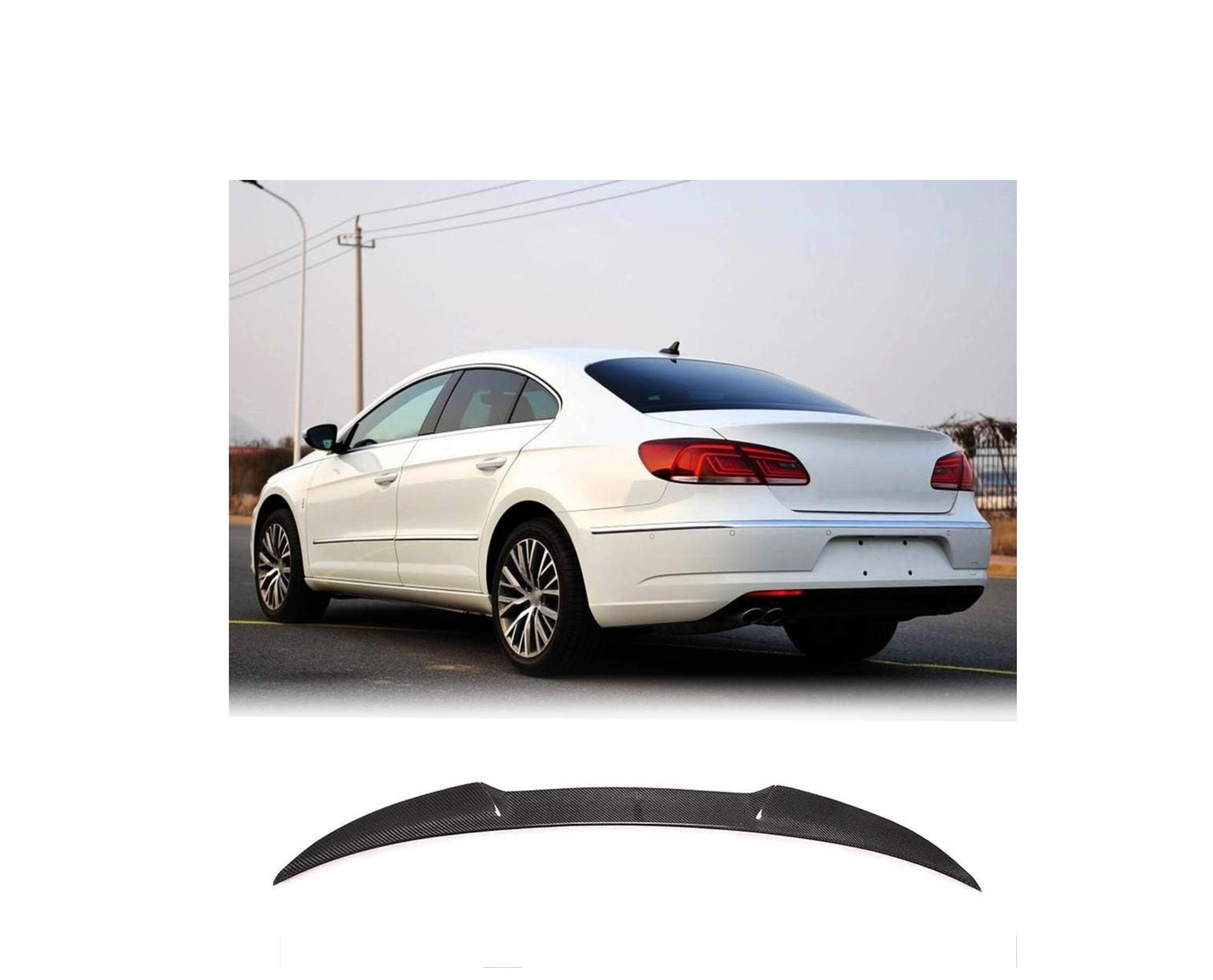 2013-2018 VW CC Sedan enhanced with a high-quality carbon fiber rear spoiler.