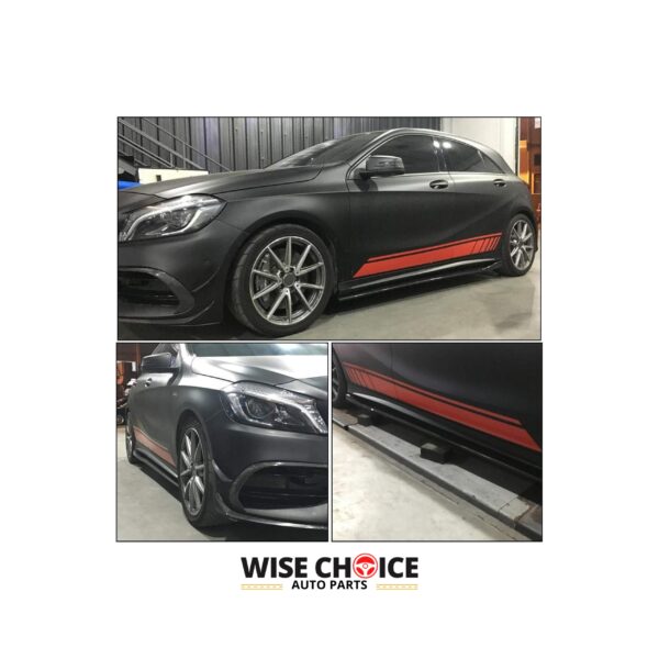 Premium Carbon Fiber Side Skirts for W176 M-Benz A-Class and C117 M-Benz CLA