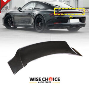 A sleek Porsche 911 Carrera Coupe showcases its stylish and performance-enhancing dry carbon fiber rear spoiler.