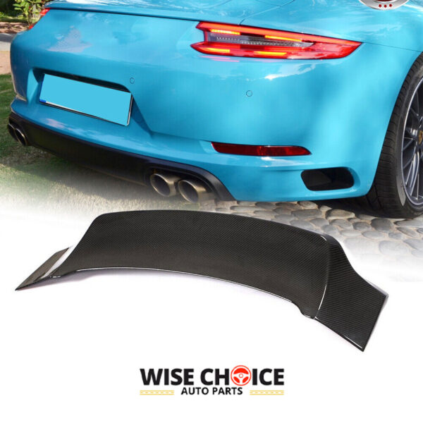 Porsche 911 Carbon Spoiler, Dry Carbon Fiber Rear Spoiler mounted on a 2016-2018 Porsche 911 Carrera 4S Coupe