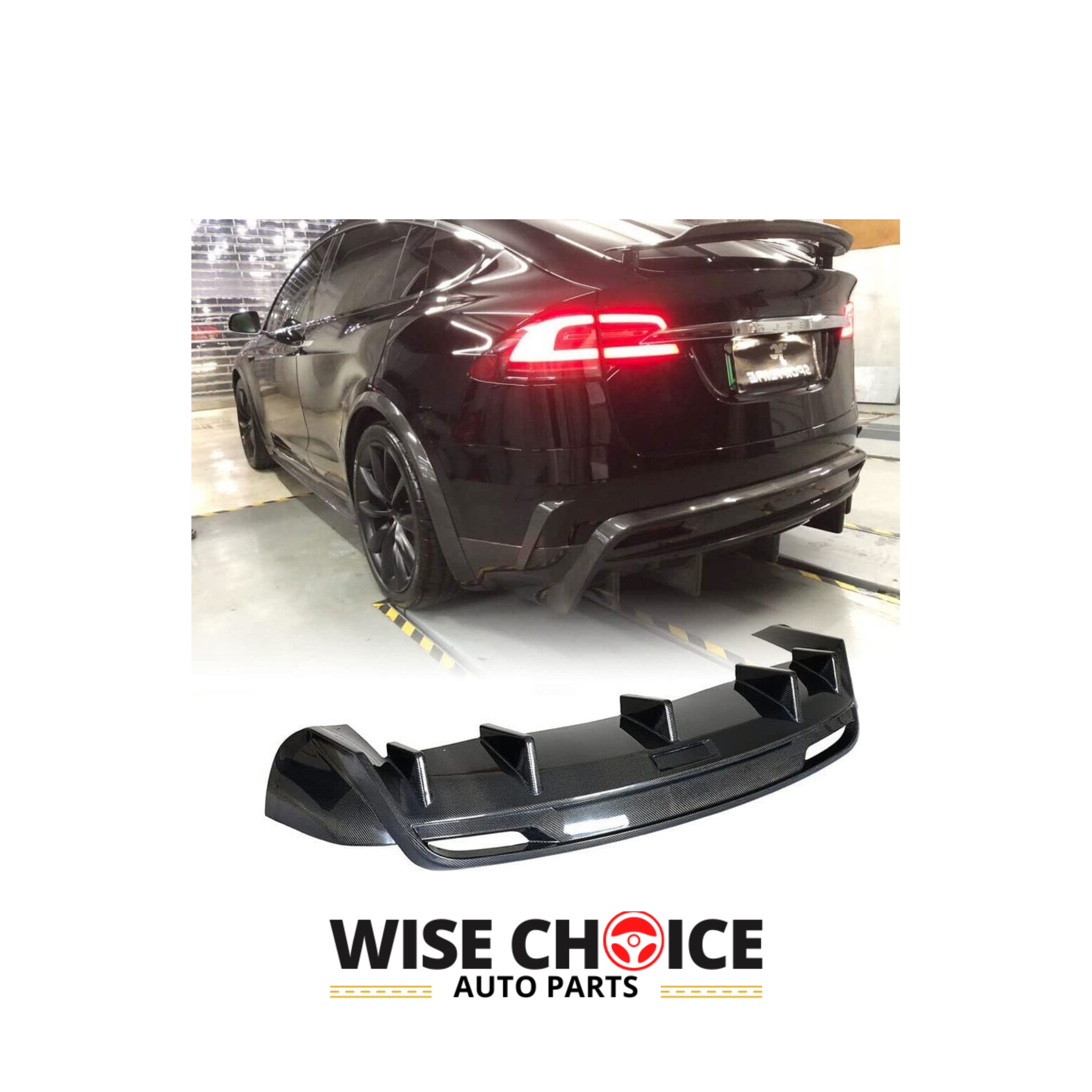 Tesla Model X Carbon Fiber Rear Diffuser - Black
