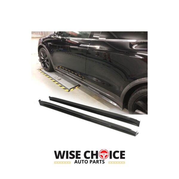 Black carbon fiber side skirts specifically designed for Tesla Model X 2016-2023