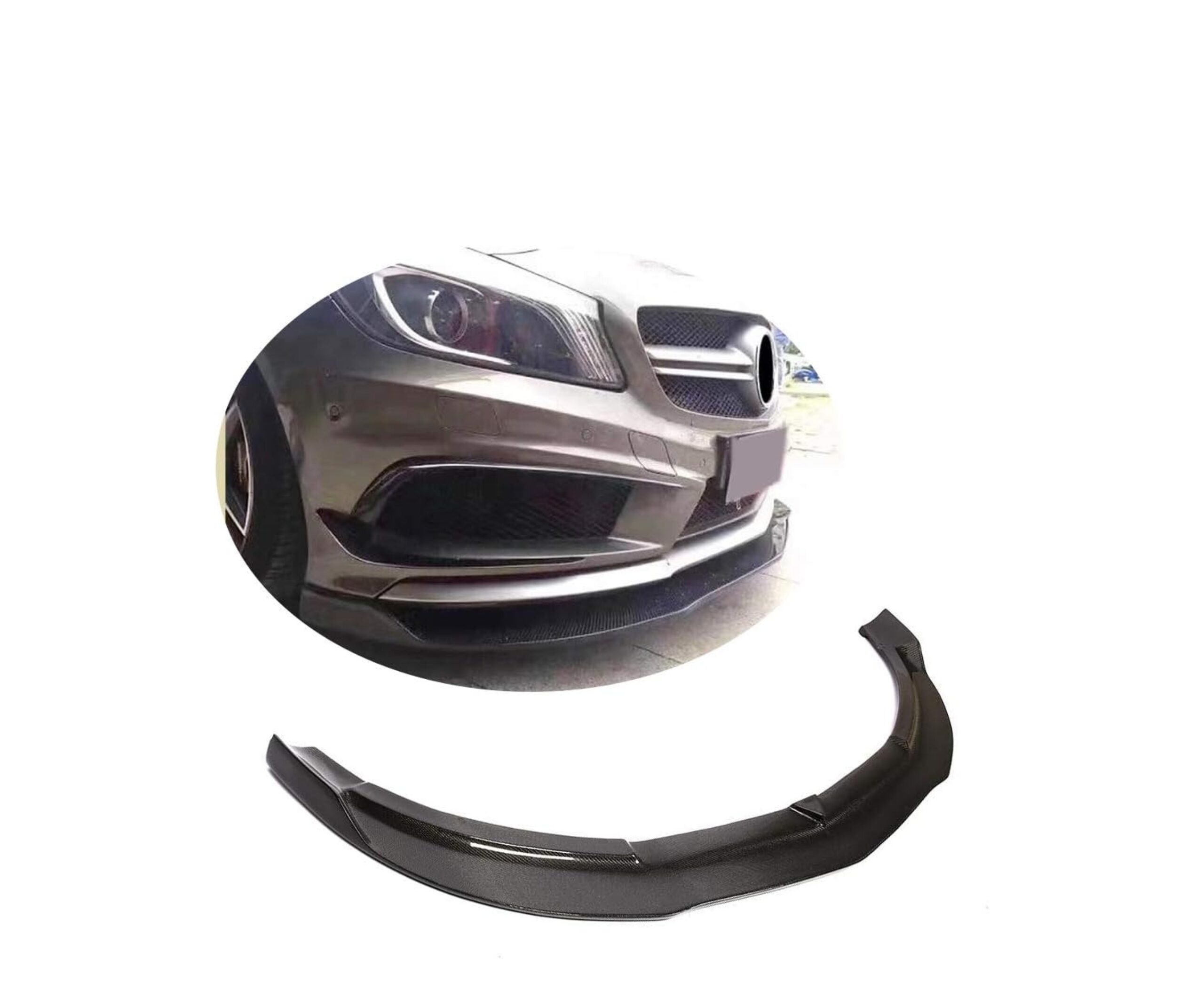 Stylish Carbon Fiber Front Lip on 2012-2015 W176 M-Benz A-Class