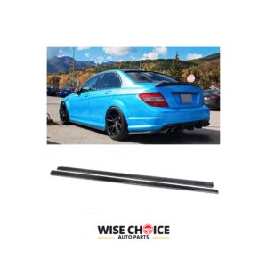 2007-2014 W204 M-Benz C Class Sedan with C63 AMG Dry Carbon Fiber Side Skirts Installed