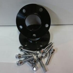 High-quality BMW 20MM Hubcentric Wheel Spacer Kit with two spacers and chrome bolts.