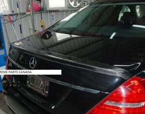 2007-2013 Mercedes-Benz S-Class W221 Carbon AMG Trunk Spoiler made from real carbon fiber with adhesive tape for easy installation.