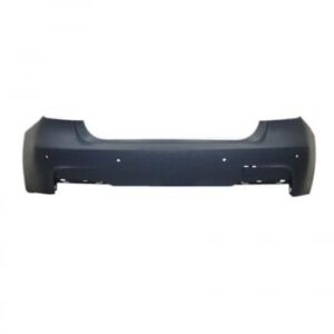 F30 M-Sport Rear Bumper with PDC holes, primed finish, direct fit for BMW 328i, 320i, and 335i models.