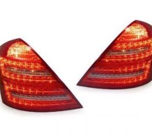 DEPO LED Tail Light Set for 2007-2013 Mercedes-Benz S-Class, showcasing sleek design and bright illumination.