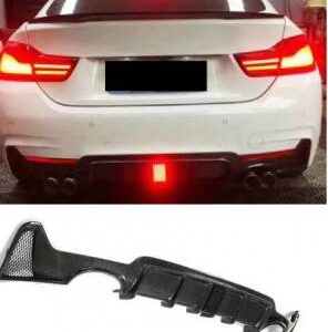 2014-2019 F32 F33 F36 Quad Diffuser with LED - Real Carbon Fiber