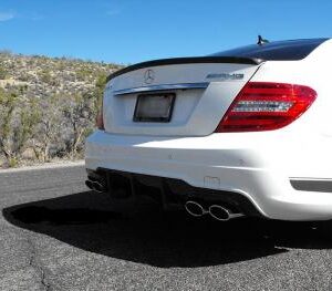 2008-2014 W204 Carbon Fiber AMG Style Trunk Spoiler showcasing real carbon fiber construction.