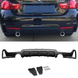 BMW 435i 440i performance diffuser in matte and glossy black, direct fit for 2014-2019 models.