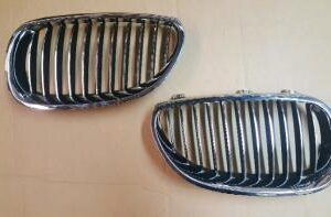 2004-2010 E60 chrome grills set of 2 for BMW, direct bolt-on installation.