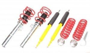 E90 4DR Coil Over Kit for 2006-2011 BMW, adjustable height from 0 to 2.6 inches.