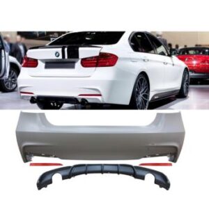 M-Sport Performance Rear Bumper for 2012-2018 BMW 335i, featuring a diffuser and reflectors.