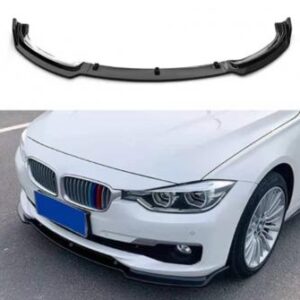 A sleek F30 Base HM Style Front Lip designed for 2012-2018 BMW models, showcasing a direct fit and glossy finish.