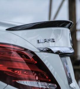 W205 AMG Glossy Black Spoiler installed on a C300 sedan, highlighting the sleek design.