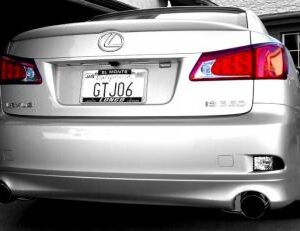 Lexus IS250 F Style Rear Lip in flat black plastic, designed for 2006-2010 models.