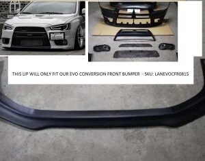 EVO Conversion Front Lip for Mitsubishi Lancer 2008-2015 in unpainted plastic.