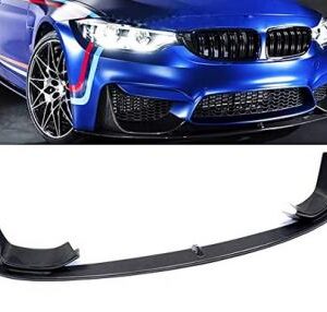 A gloss black F30 M3 Performance Front Lip designed for M3 conversion bumpers, showcasing its sleek design.