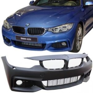 2014-2019 F32 F33 F36 MSPORT Front Bumper in primed poly plastic with fog light covers included.