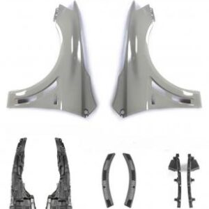 C2008-2015 Metal EVO Conversion Fenders Kit, primed and ready for paint, includes left and right fenders with mounting brackets and fender liners.